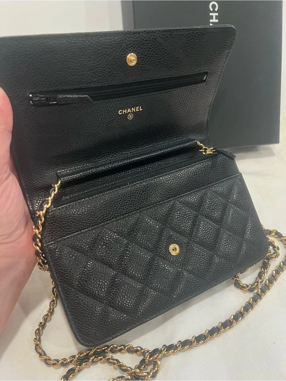 Chanel Classic Black Caviar WOC GHW
